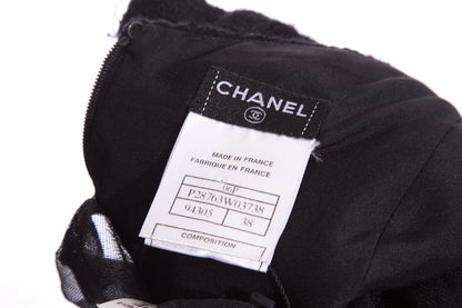 Chanel Pre-Fall '06 Black Tweed/Mesh Dress SZ 38