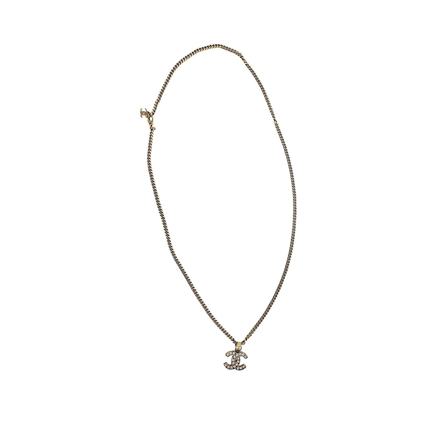 Chanel CC Crystal Pendant Chain Necklace 21C
