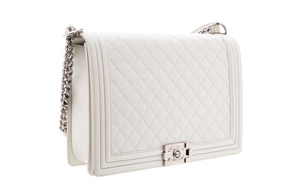 Chanel 2012 Limited Edition Iridescent White XL Boybag