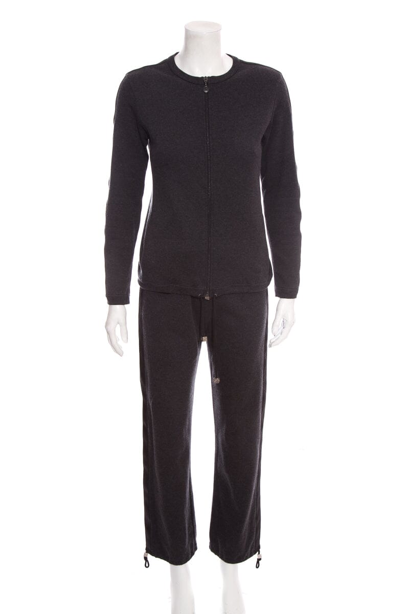 Chanel Charcoal Cotton & Cashmere Athletic Set SZ 38