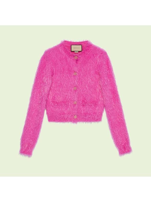Gucci Brushed Mohair Wool Cardigan Pink