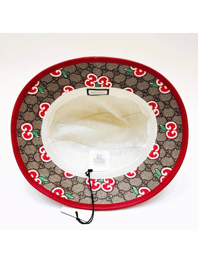 Gucci Apple Logo GG Supreme Canvas Bucket Hat Beige