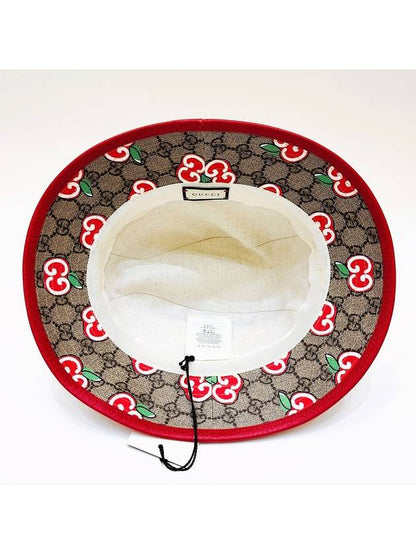Gucci Apple Logo GG Supreme Canvas Bucket Hat Beige