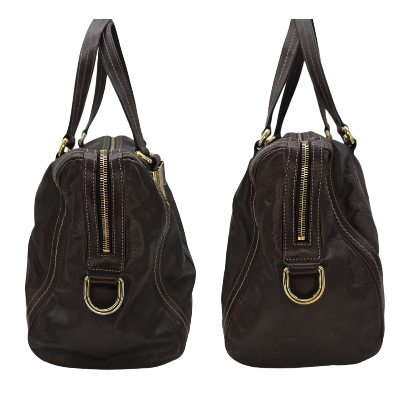 Gucci Brown Nappa Duchessa Large Boston Bag