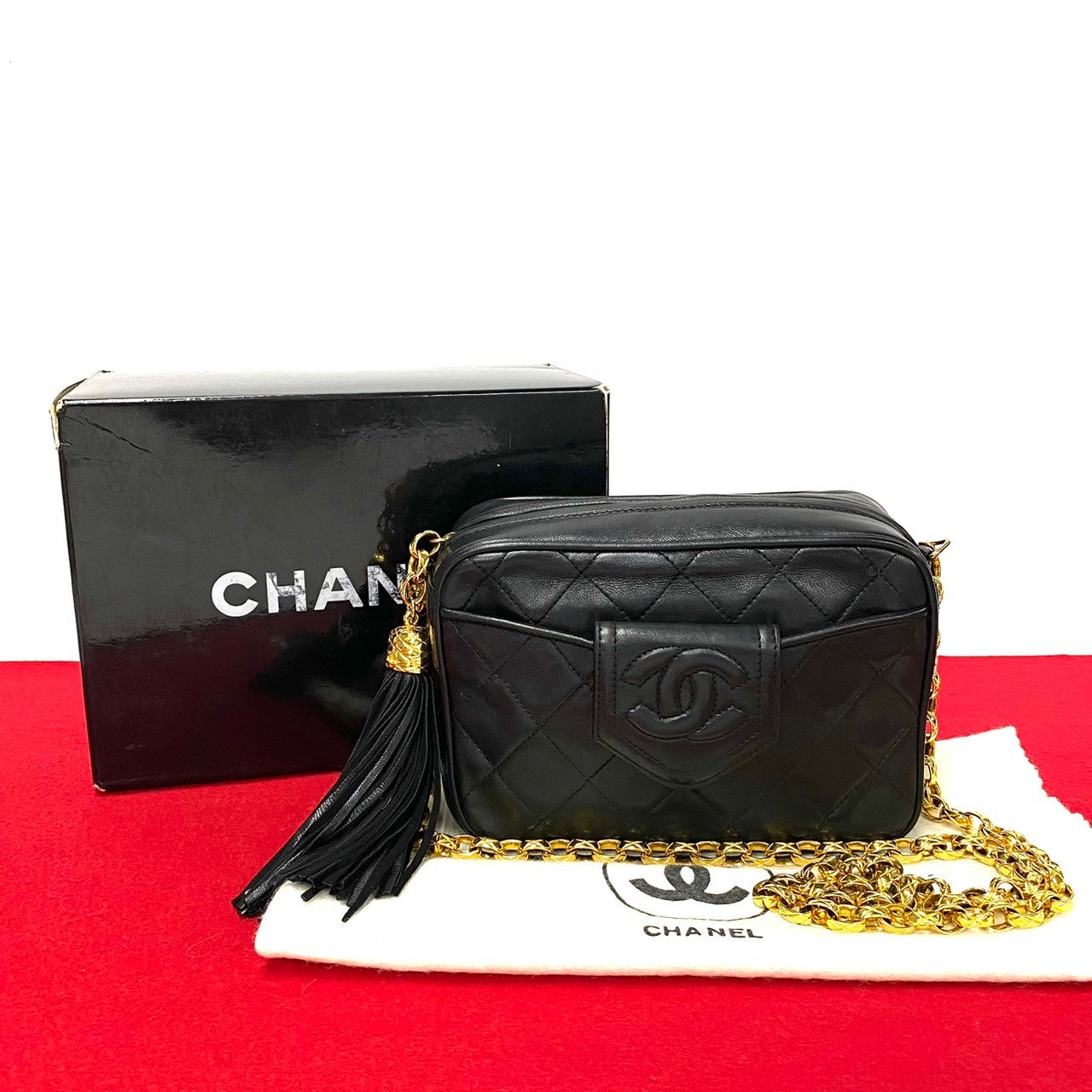 Chanel CC Matelasse Fringe Bag  Leather Crossbody Bag
