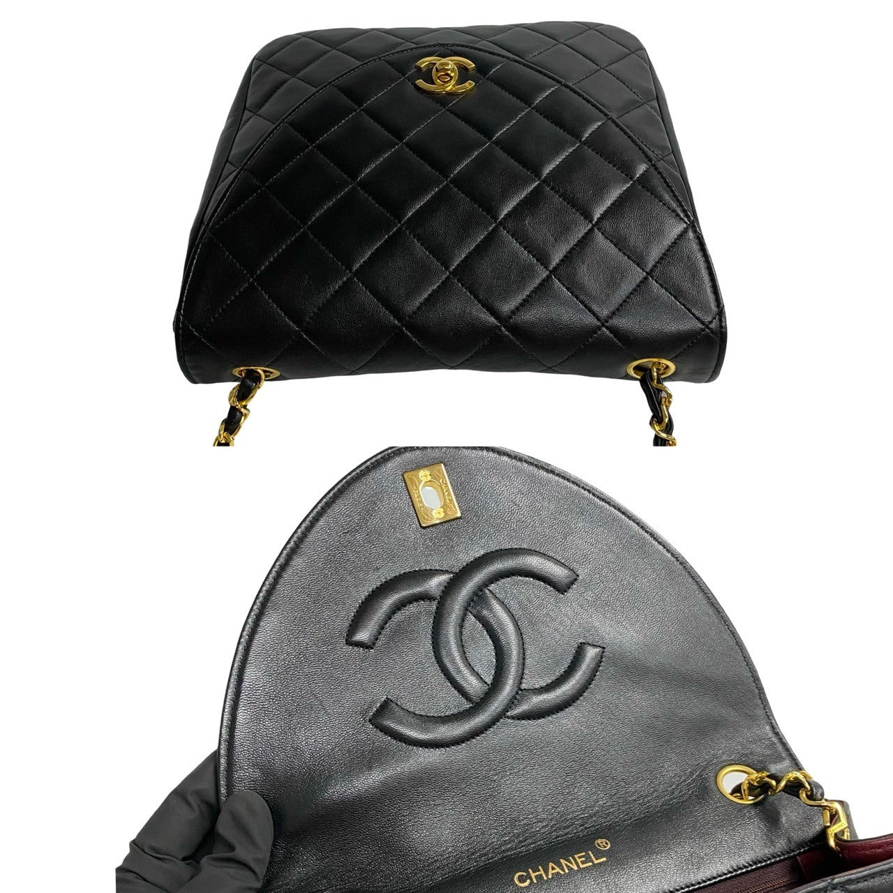 Chanel CC Half Moon Flap Crossbody Bag  Leather Crossbody Bag