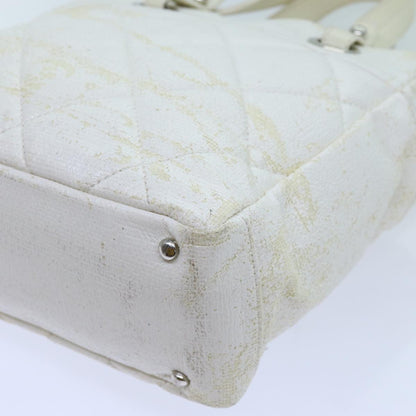 CHANEL Paris Biarritz PM Tote Bag Coated Canvas White CC 70278
