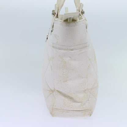 CHANEL Paris Biarritz PM Tote Bag Coated Canvas White CC 70278
