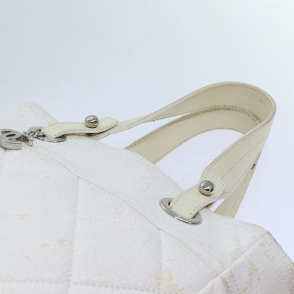 CHANEL Paris Biarritz PM Tote Bag Coated Canvas White CC 70278