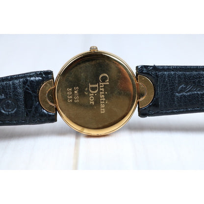 Good ( Rank AB) Dior Leather Quartz Watch BlackS24062407