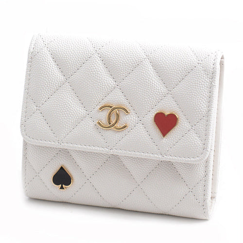 Chanel Caviar Skin Compact Trifold Wallet