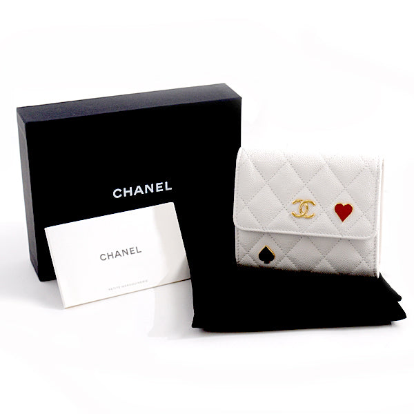 Chanel Caviar Skin Compact Trifold Wallet