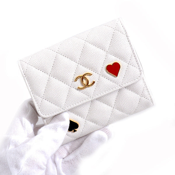 Chanel Caviar Skin Compact Trifold Wallet