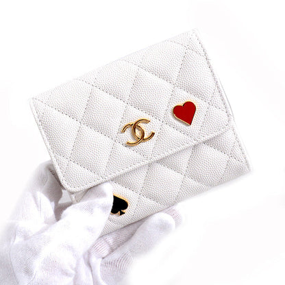 Chanel Caviar Skin Compact Trifold Wallet
