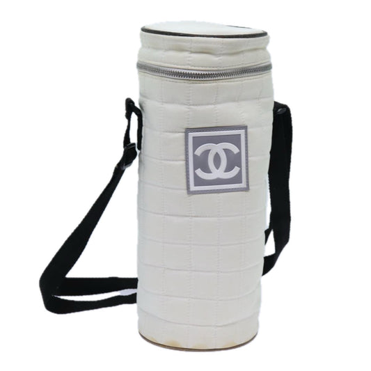 CHANEL Choco Bar Sports Line Shoulder Bag Nylon White CC 70955