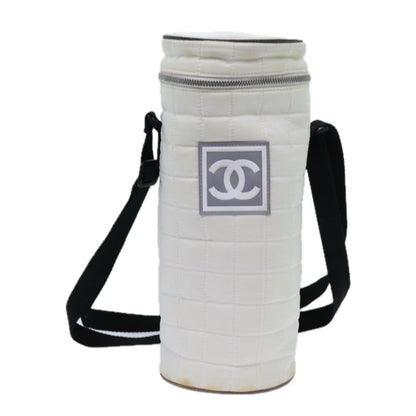 CHANEL Choco Bar Sports Line Shoulder Bag Nylon White CC 70955