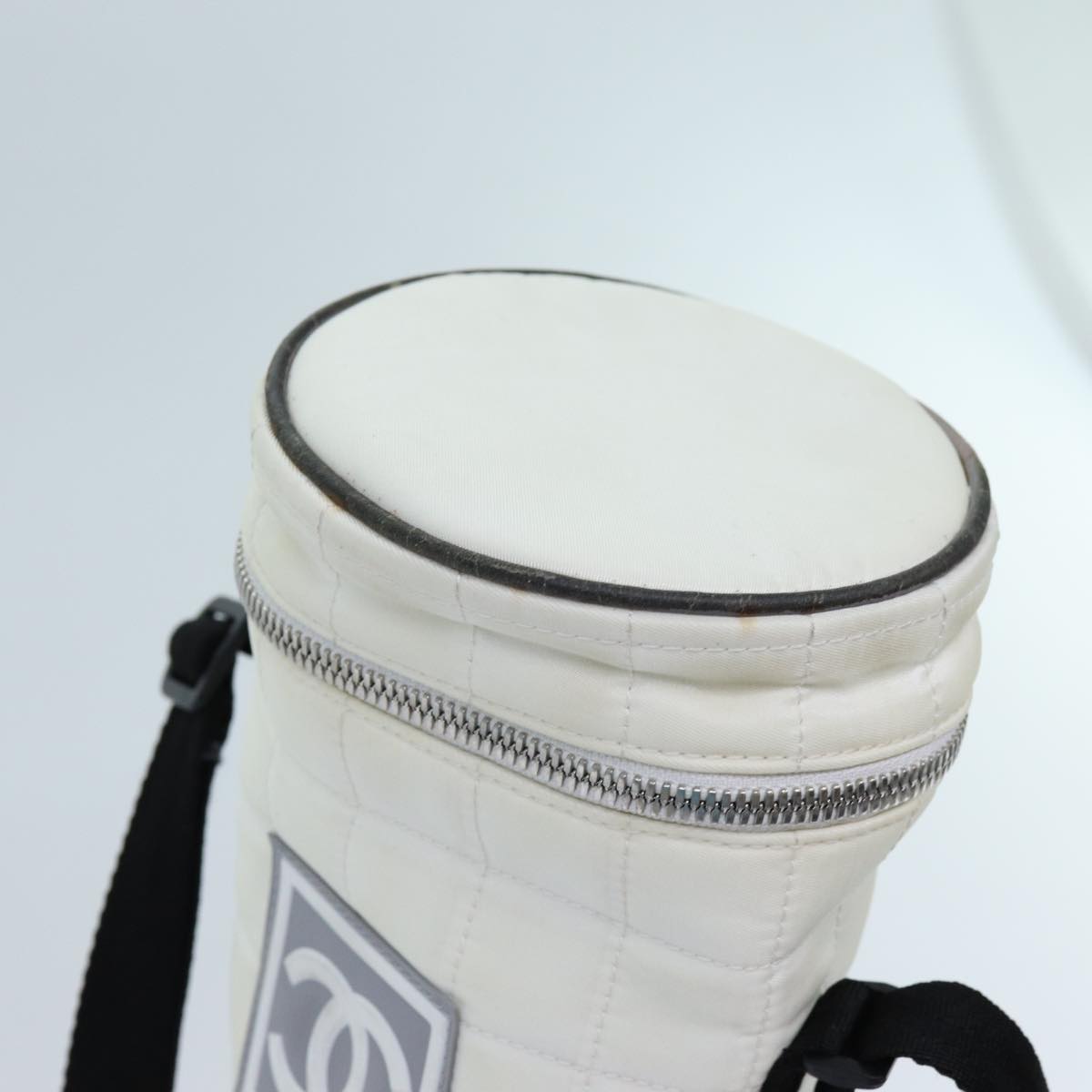 CHANEL Choco Bar Sports Line Shoulder Bag Nylon White CC 70955