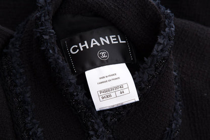 Chanel Black Tweed Button Up Jacket  SZ 44