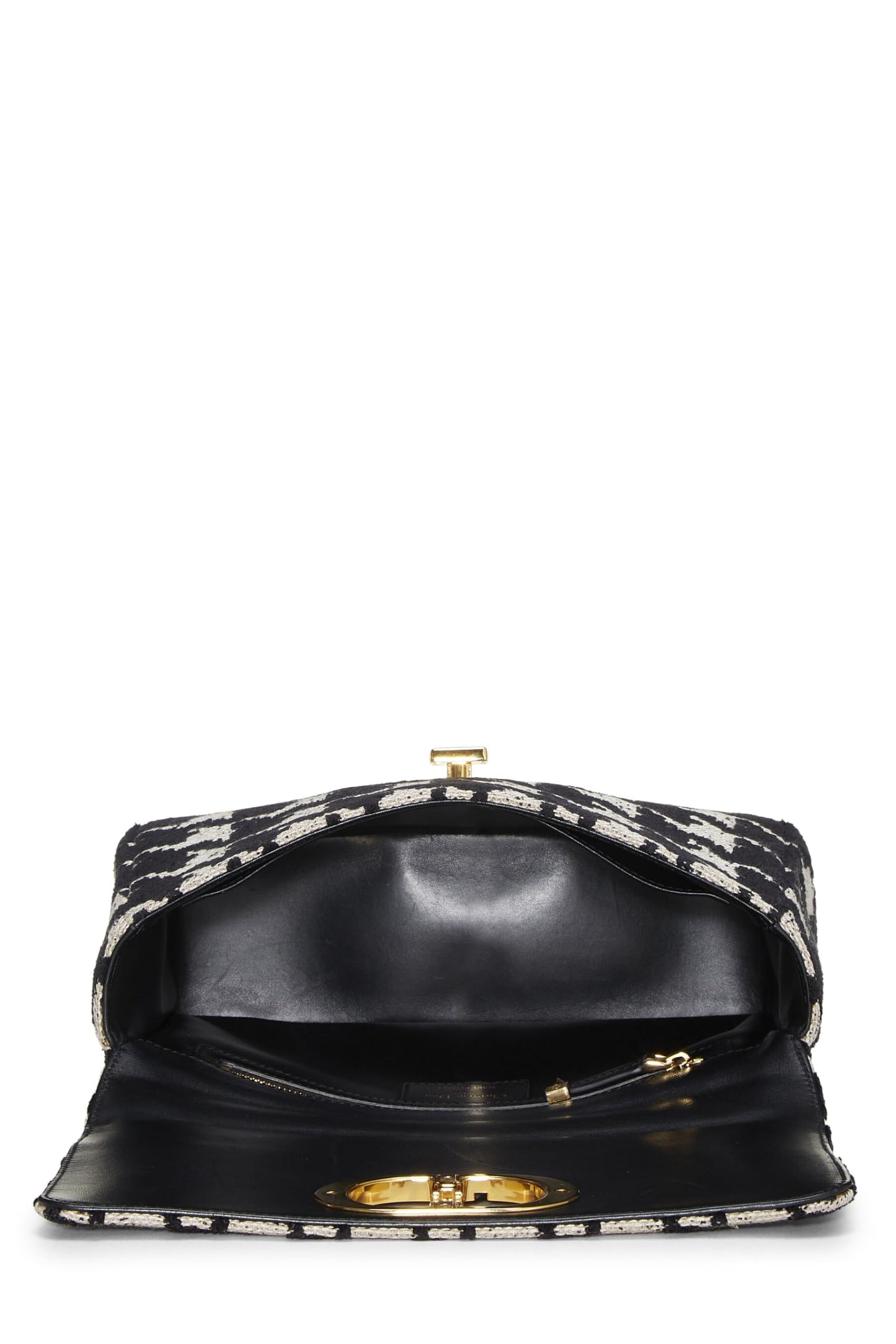 Dior, Black & White Houndstooth Jacquard Caro Bag Medium, Black