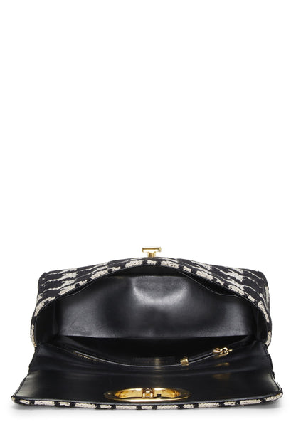 Dior, Black & White Houndstooth Jacquard Caro Bag Medium, Black