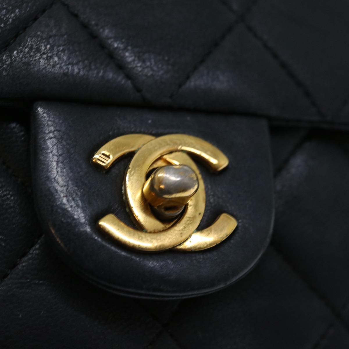 CHANEL Matelasse Chain Shoulder Bag Lamb Skin Black CC 71178A