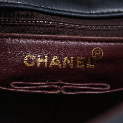 CHANEL Matelasse Chain Shoulder Bag Lamb Skin Black CC 71178A