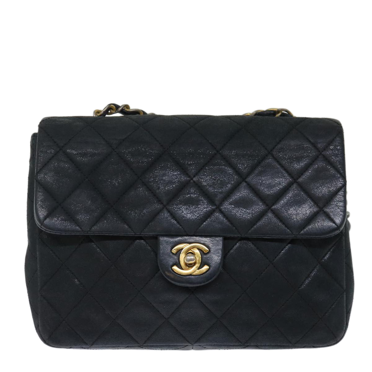 CHANEL Matelasse Chain Shoulder Bag Lamb Skin Black CC 71178A