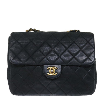 CHANEL Matelasse Chain Shoulder Bag Lamb Skin Black CC 71178A