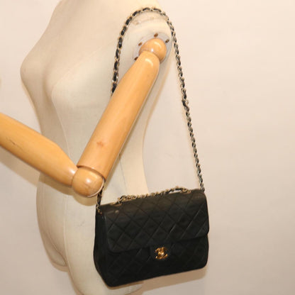 CHANEL Matelasse Chain Shoulder Bag Lamb Skin Black CC 71178A