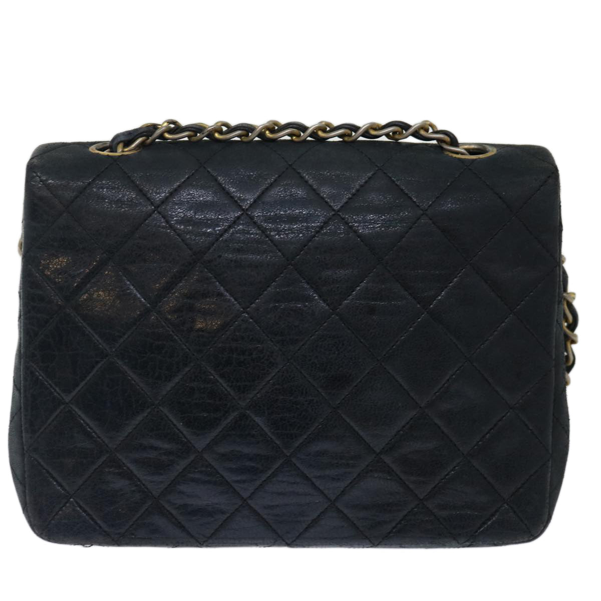 CHANEL Matelasse Chain Shoulder Bag Lamb Skin Black CC 71178A