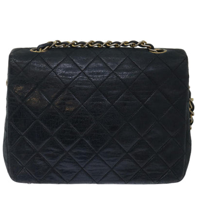 CHANEL Matelasse Chain Shoulder Bag Lamb Skin Black CC 71178A