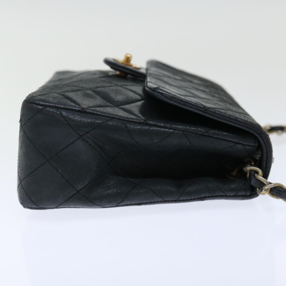 CHANEL Matelasse Chain Shoulder Bag Lamb Skin Black CC 71178A
