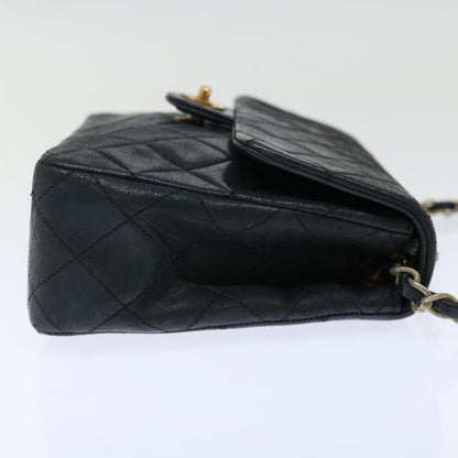 CHANEL Matelasse Chain Shoulder Bag Lamb Skin Black CC 71178A