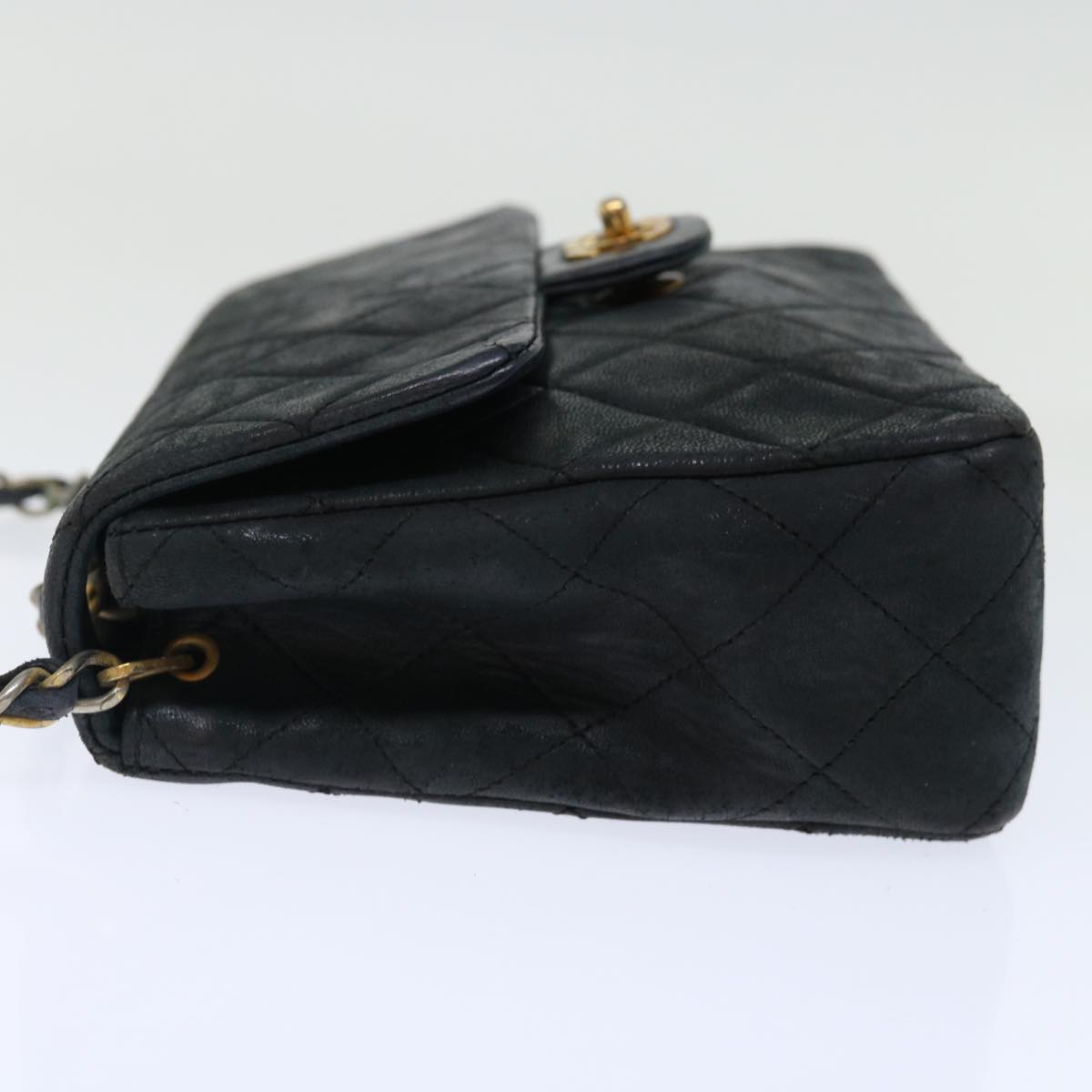 CHANEL Matelasse Chain Shoulder Bag Lamb Skin Black CC 71178A