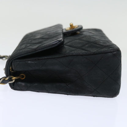 CHANEL Matelasse Chain Shoulder Bag Lamb Skin Black CC 71178A