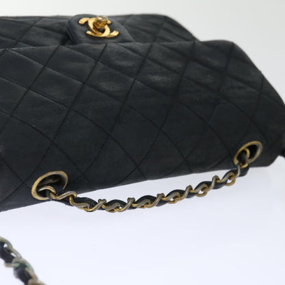 CHANEL Matelasse Chain Shoulder Bag Lamb Skin Black CC 71178A