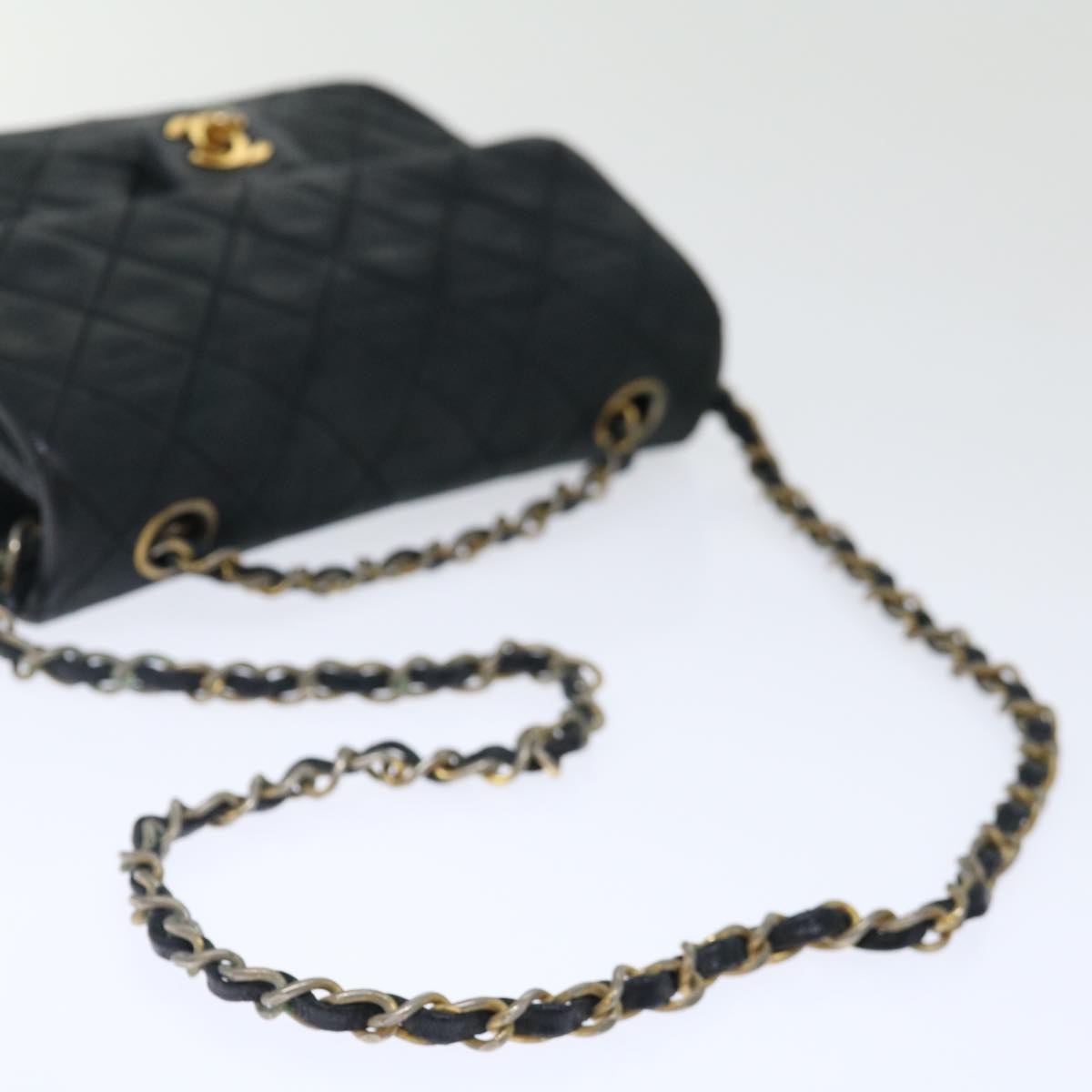 CHANEL Matelasse Chain Shoulder Bag Lamb Skin Black CC 71178A