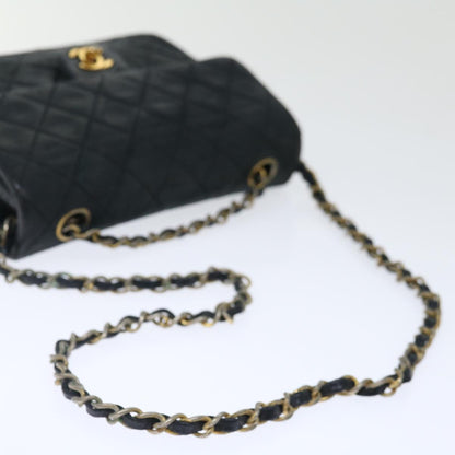 CHANEL Matelasse Chain Shoulder Bag Lamb Skin Black CC 71178A