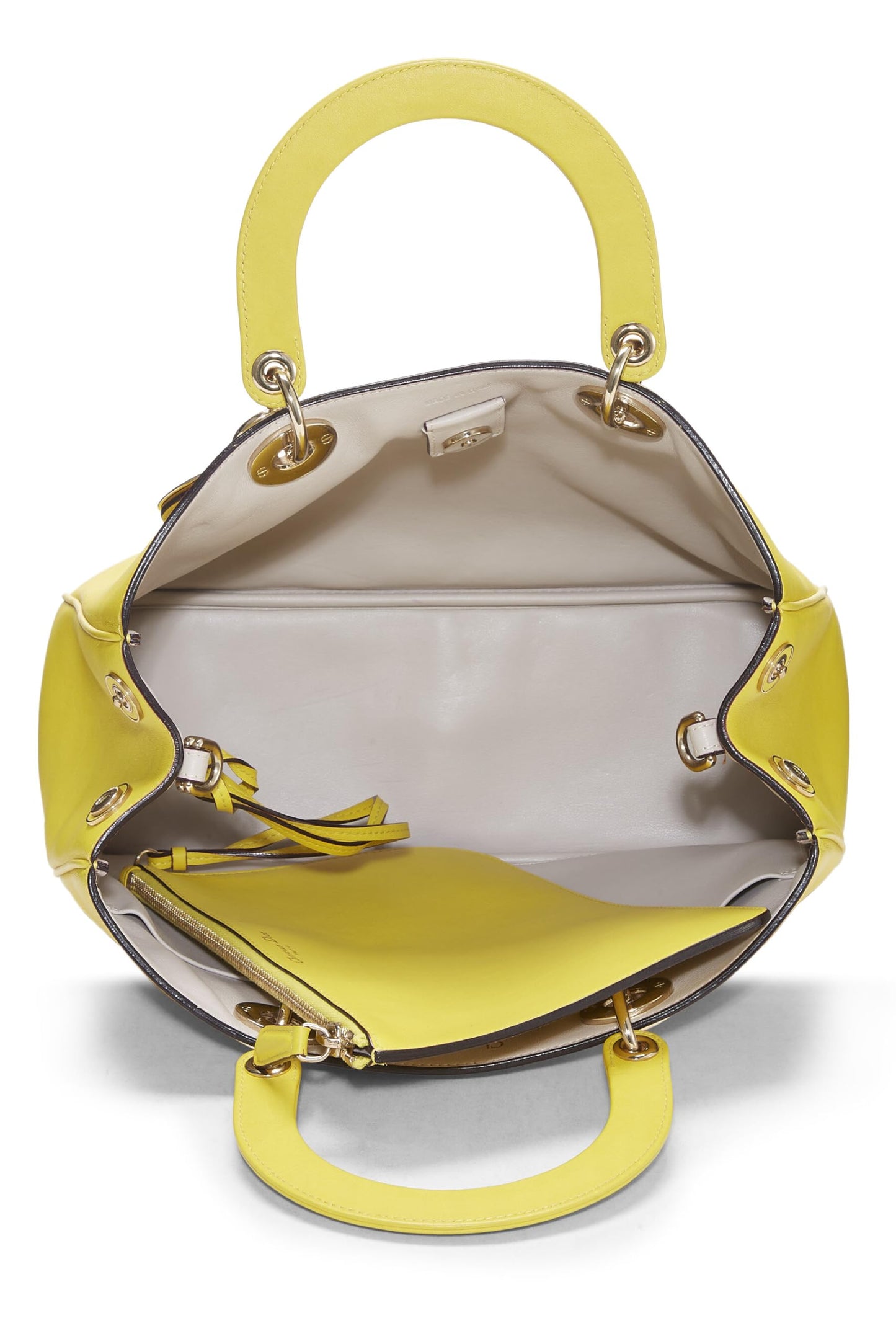 Dior, Yellow Leather Diorissimo Medium, Yellow