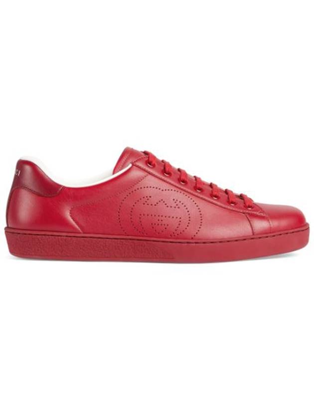 Gucci Ace Interlocking G Low Top Sneakers Hibiscus Red