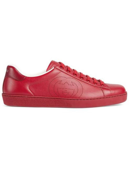Gucci Ace Interlocking G Low Top Sneakers Hibiscus Red