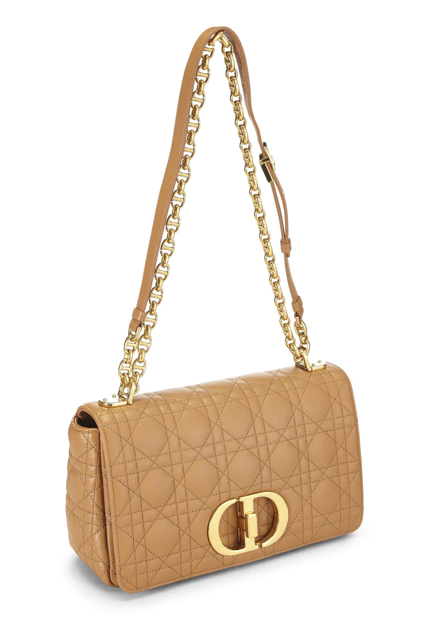 Dior, Brown Cannage Calfskin Caro Bag Medium, Brown
