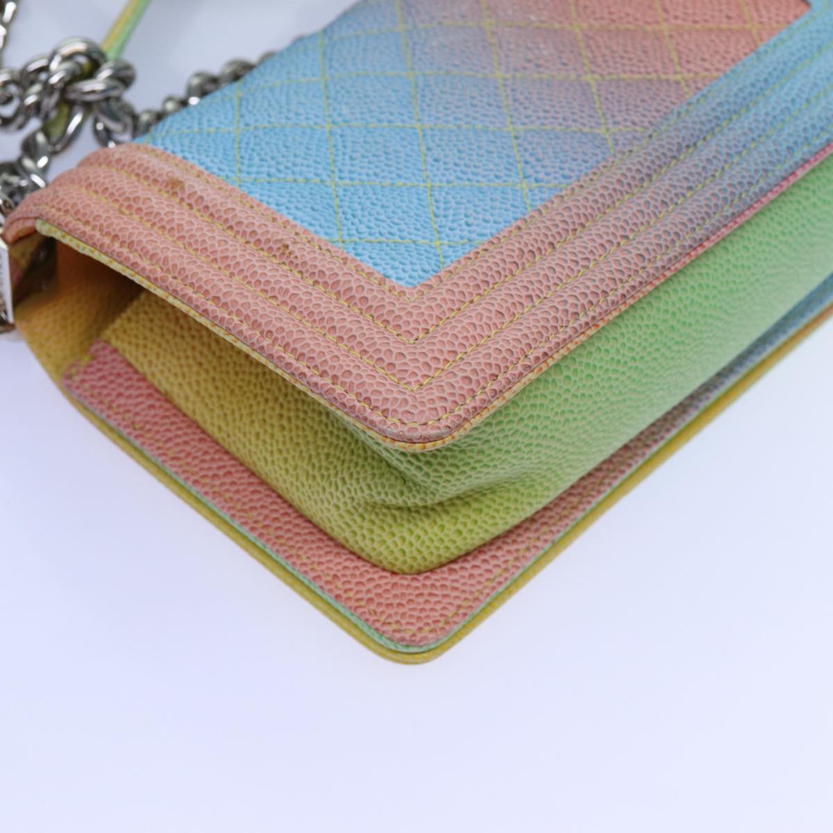 CHANEL Matelasse Boy Chanel Chain Shoulder Bag Leather Rainbow CC 71579S