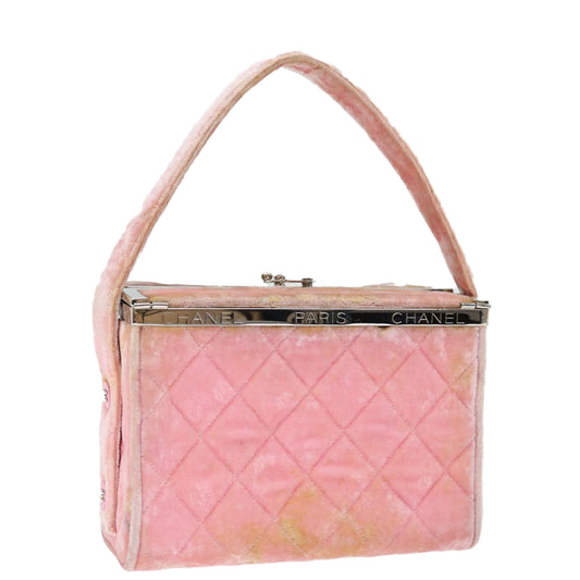 CHANEL Matelasse Hand Bag Velor Pink CC 71634A