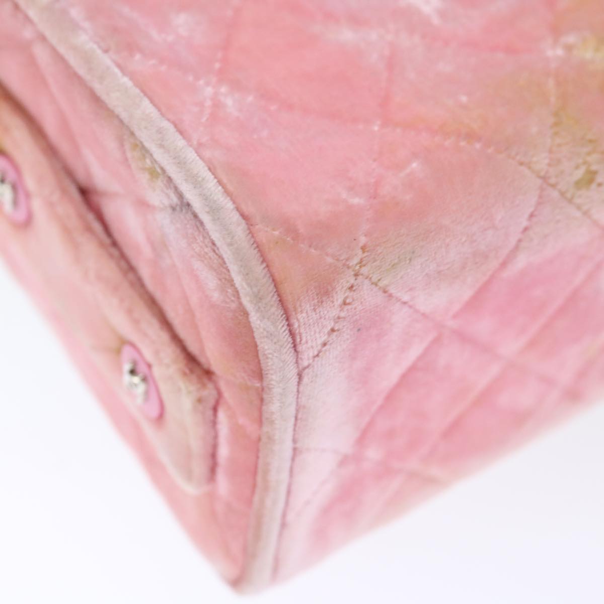 CHANEL Matelasse Hand Bag Velor Pink CC 71634A