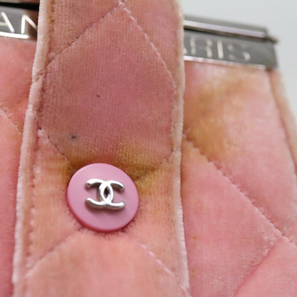CHANEL Matelasse Hand Bag Velor Pink CC 71634A