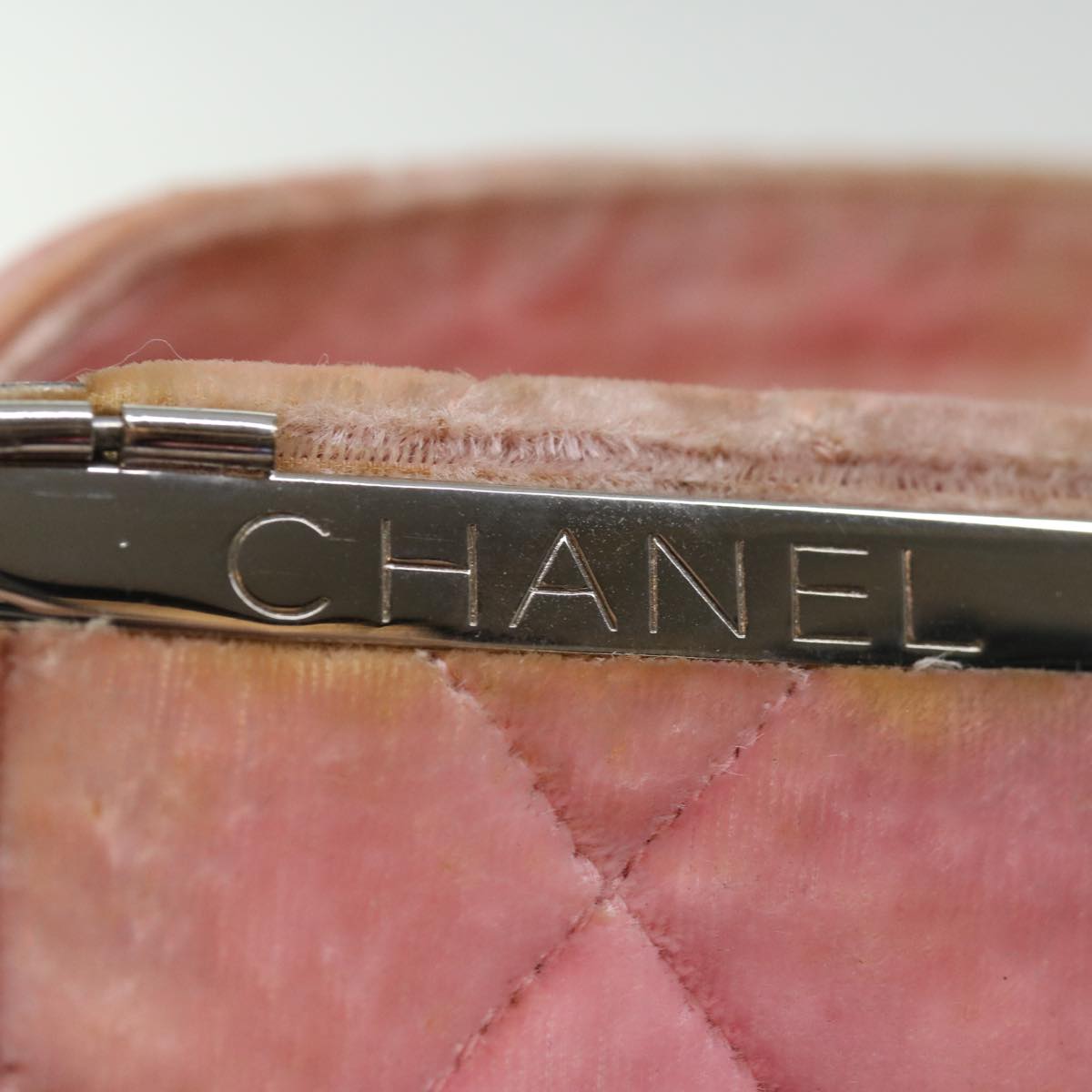 CHANEL Matelasse Hand Bag Velor Pink CC 71634A