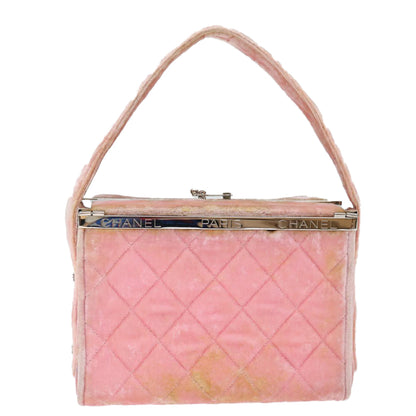 CHANEL Matelasse Hand Bag Velor Pink CC 71634A