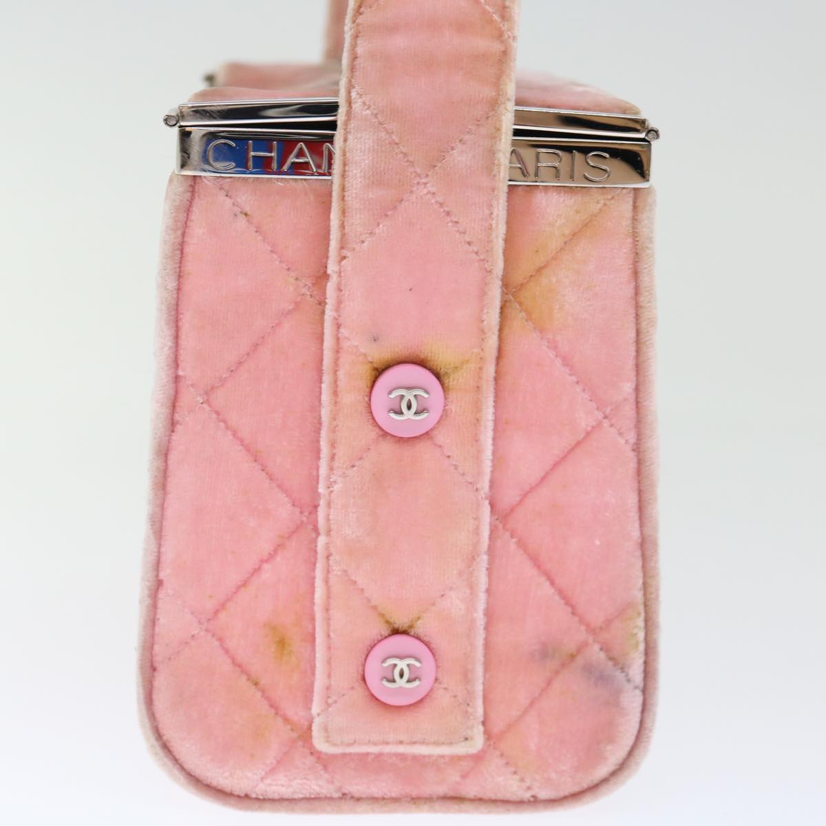 CHANEL Matelasse Hand Bag Velor Pink CC 71634A