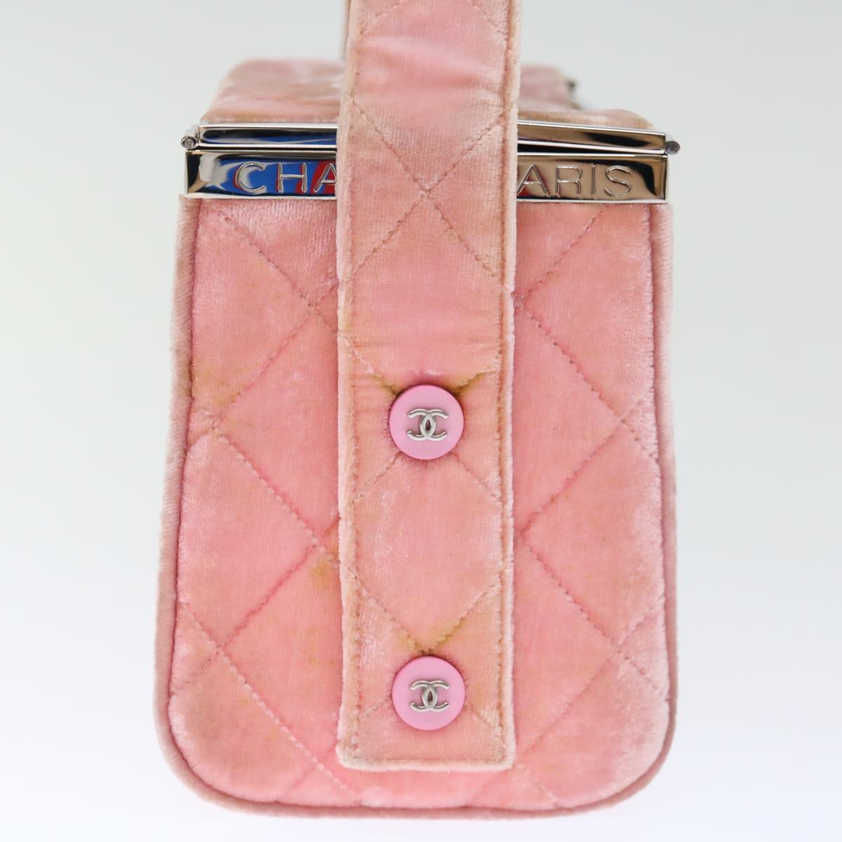 CHANEL Matelasse Hand Bag Velor Pink CC 71634A